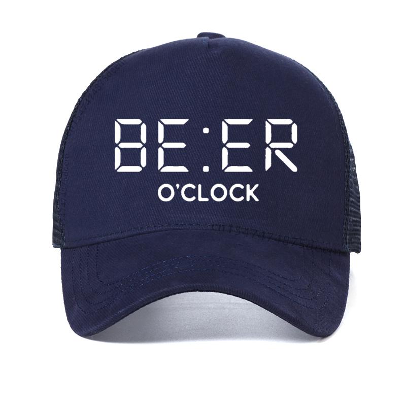 100% Cotton Funny BEER OCLOCK Print Unisex Baseball Cap Cool Summer Mesh Trucker Hat Breathable Adjustable Snapback Hats