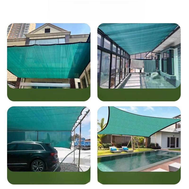 Edge Wrapping Punching Sunshade Net Thickened Encrypted Outdoor Courtyard UV Resistant Mesh Fabric Insulated Cooling Pool Carport Sunscreen Net