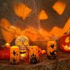 Halloween Candles, Orange Flameless Candles, Battery Operated LED Pillar Candles with Remote Timers Set of 3