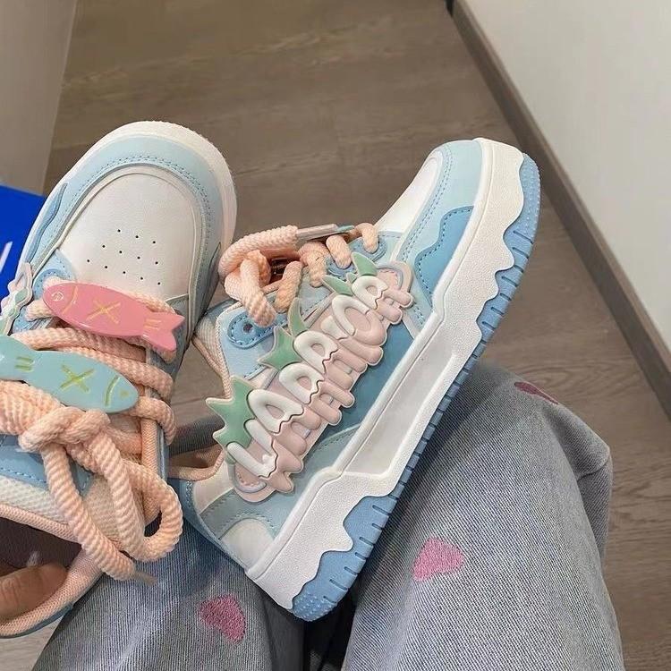 

Дофаминовые туфли женские весенне-осенние модели универсальные популярные маленькие белые туфли нишевые милые студенческие кеды на платформе в наличии 40 синий