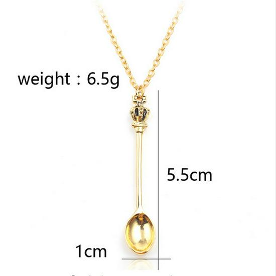 Royal Alice Crown Necklace: Mini Classical Jewelry Tea Spoon Pendant