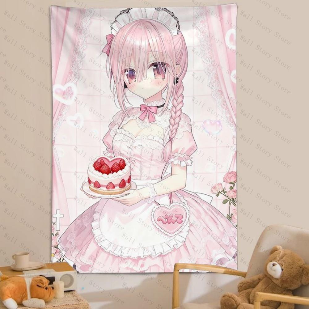 

Pinkthemed cute girl Tapestry heart bedroom Bedside Tapestry dormitory tapestries indoor wall tapestries Living Room Tapestry 74x94cm(29x37in)