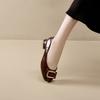 Autumn leather fashion shoes women's low-heeled slip-on casual shoes women's one-pedal Mary Jane women's shoes