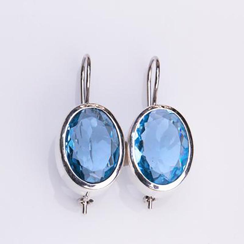 Huajie Hellblau Geschliffener Zirkon Damen Frischer Anhänger Ohrring Wassertropfen Ohrringe Elegant Neuer Trend Tide