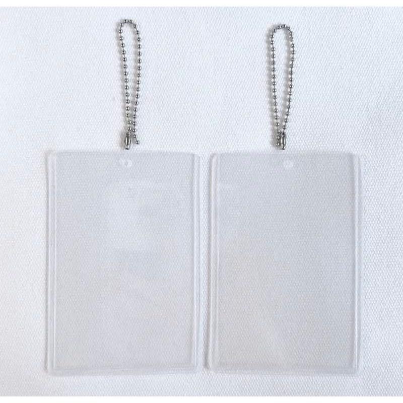 Card case ball chain set 2 clear type easy visibility contents 1 piece hard key holder (for L size photos)