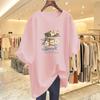 Women's 2025 Pure Cotton White Short-Sleeve Loose Mid-Length Plus Size Fashionable Tee