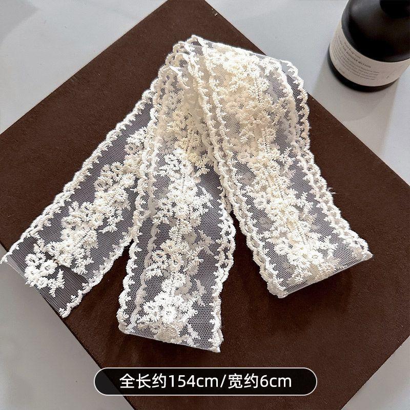 

Lace Hair Scarf 1 5m Length 6cm Width Floral Pattern Lightweight Breathable Fabric Hair Accessory for Styling and Decoration One Size білий