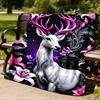 1pc Fantasy Deer Print Throw Blanket Polyester Fiber, Lightweight Flannel, Soft & Warm, All Season Use for Outdoor, Camping Digital Print