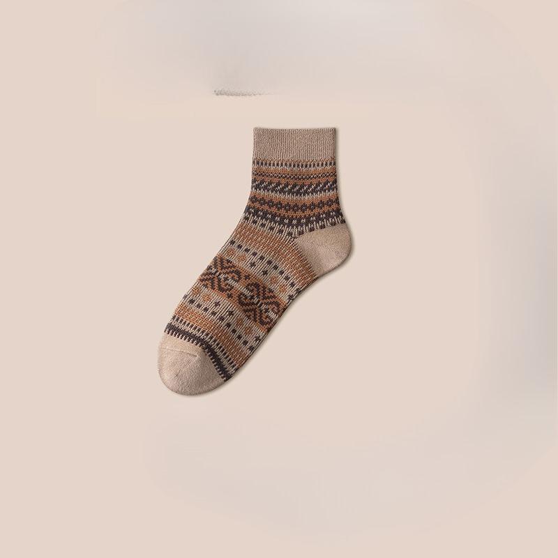 Retro Ethnic Style Women's Mid-calf Odor-resistant and Sweat-absorbent Fall Double-needle Trendy Socks, Spring-autumn Long Women's Socks