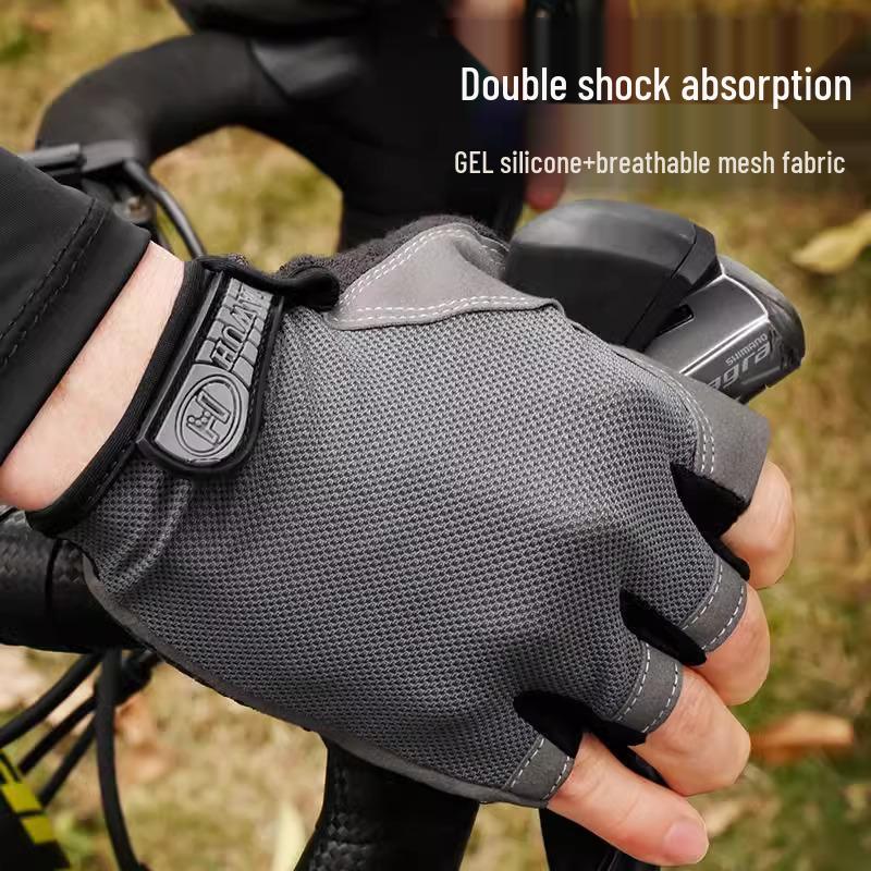 Unisex Half Finger Cycling Gloves with Silicone Grip for Shock Absorption, Anti-Slip, Ideal for Summer, Fishing, and Mountain Climbing.