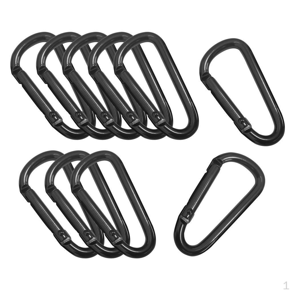 10 Pcs Aluminum Carabiner Key Chain Durable D Shaped Hook Buckle Clips for Camping,