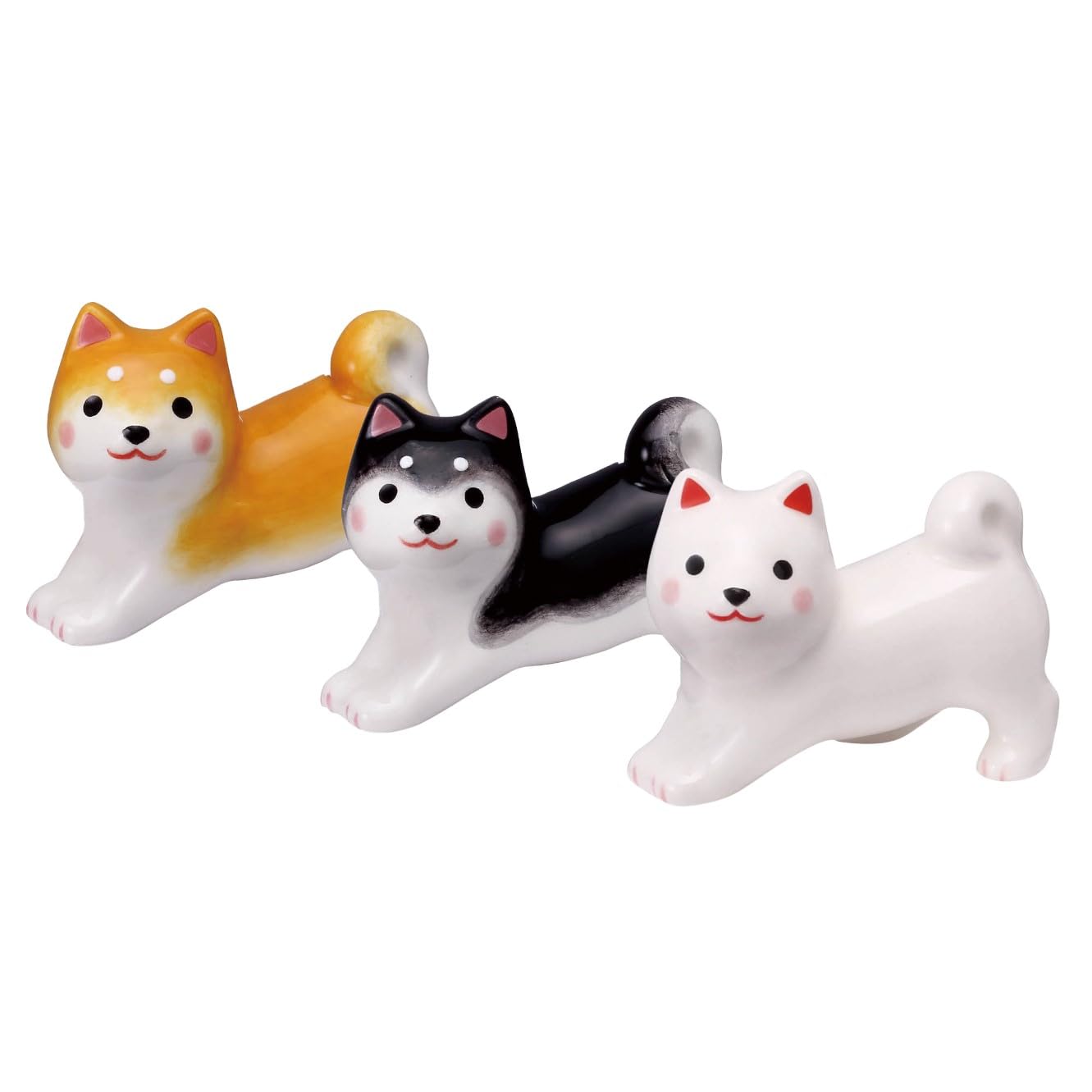 

Waraku Zukushi Wanko Weather Shiba Inu Chopstick Rest Set (Nobi Trio)