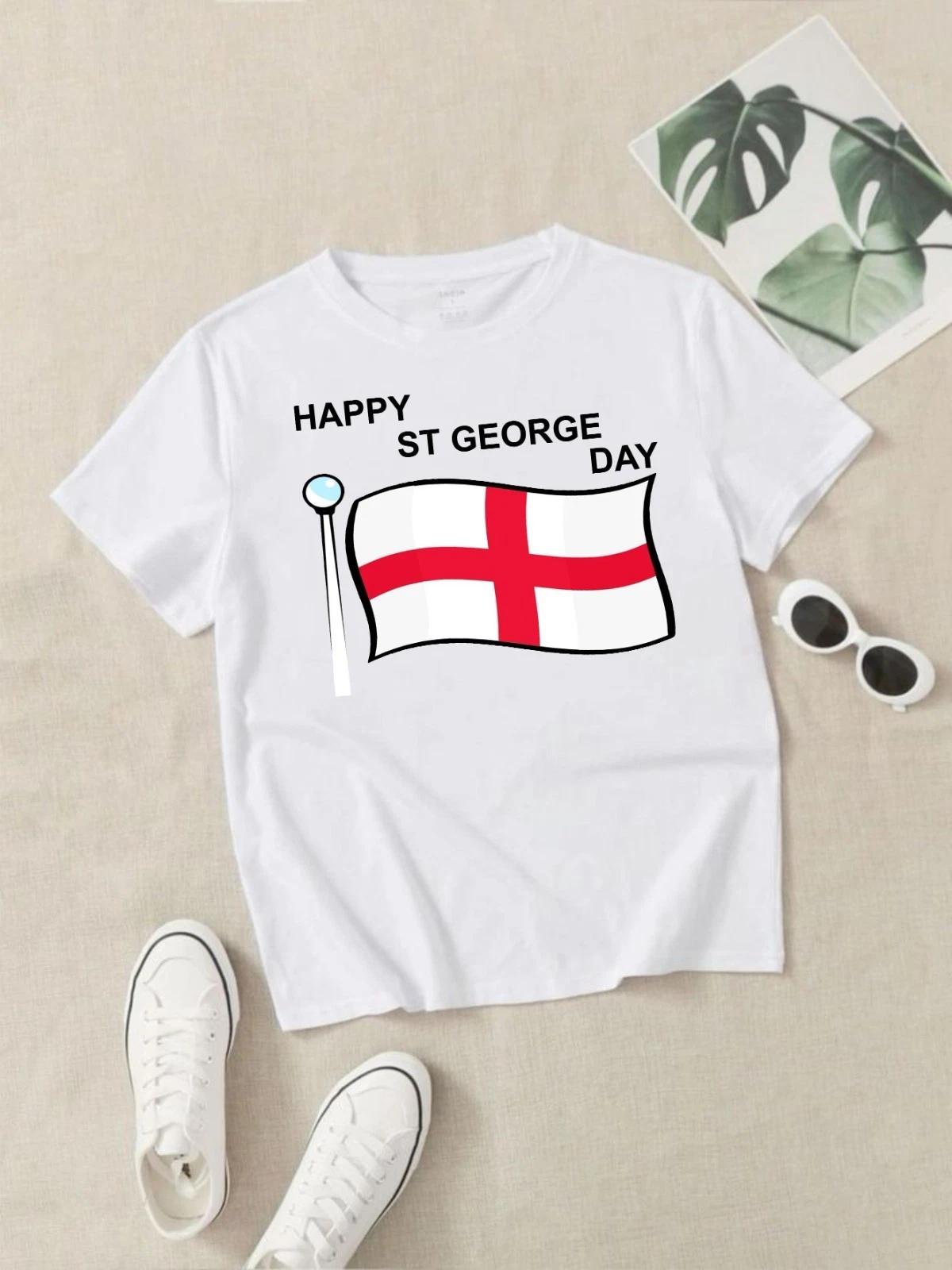 Happy St. George s Day T- Shirt, Saint George Dragon England Flag UK Adults  Shirt L
