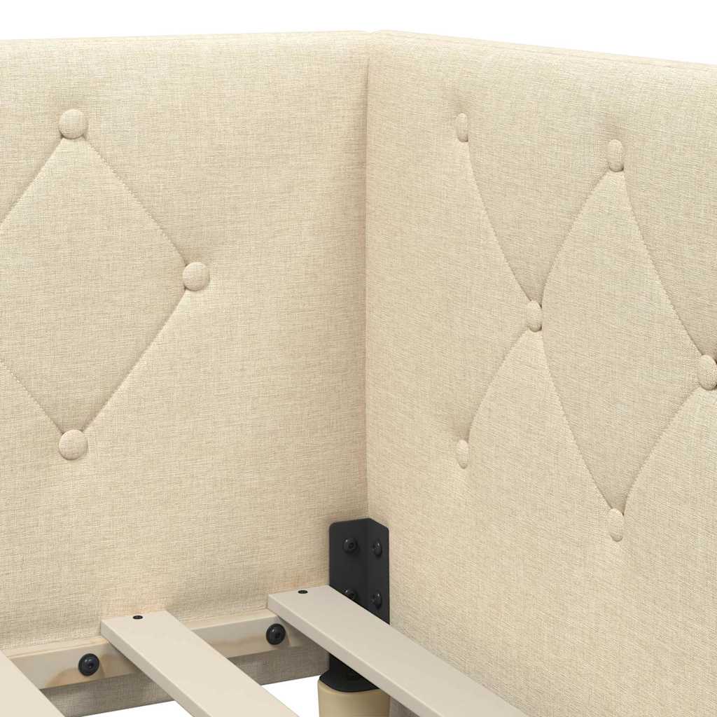 L Shaped Corner Bed Frame Cream 80 X 200 Cm Fabric
