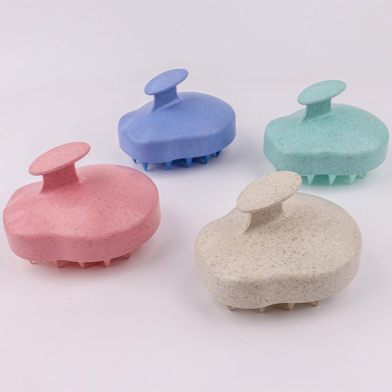 Silicone Shampoo Brush Wheat Straw Tpe Handle Massage Scalp Soft Comb Hair Washing Massage Deep Scalp Cleaning Shampoo Brush