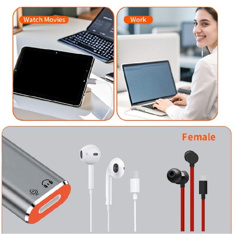 Portable  To Type C Adapter Enables Double Purpose Charging And Audios For Travel Users Support Call Video Mic