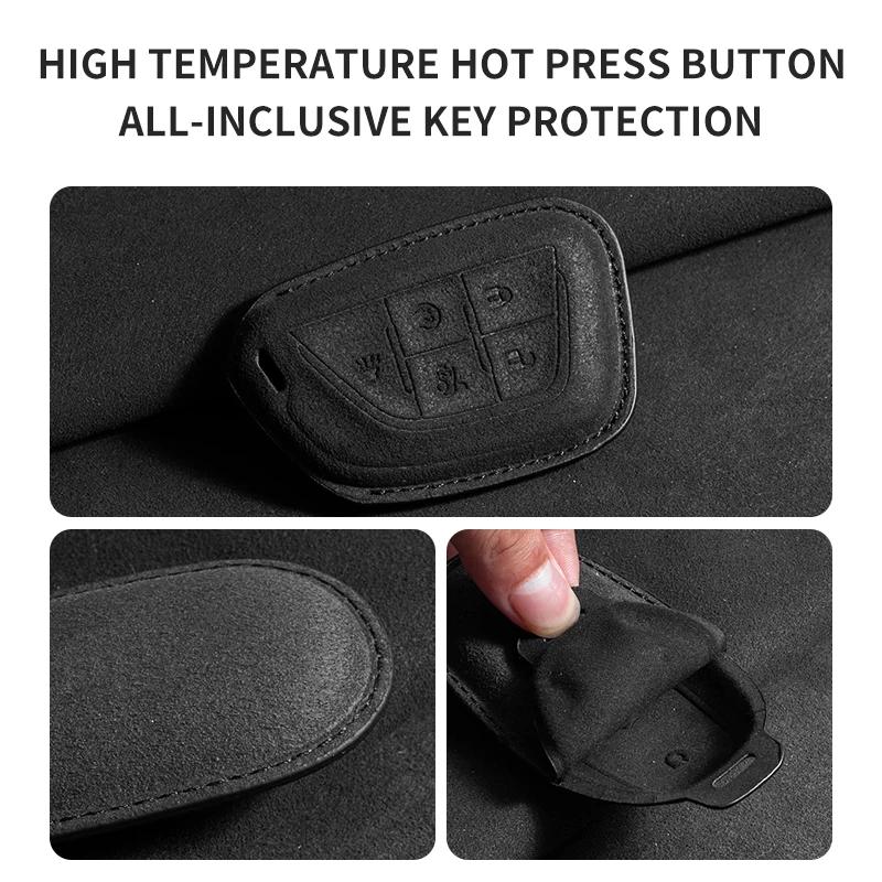 Interior Mouldings Suede Car Key Case Cover For Cadillac Escalade ESV SRX STS XT4 CT4 CT5 ATS CT6 CTS DTS XT5 Car Key Protective