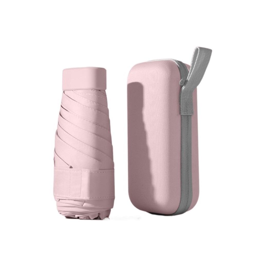 Mini Kapsel Sammenleggbar Paraply 6-Fold Lomme Parasoll Lett Solskjerm Utendørsaktiviteter