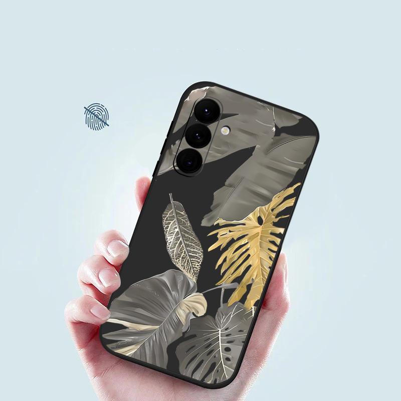 Withered Leaves Patterned Silicone Phone Cover For Samsung Galaxy A56 A17 A26 A16 A36 A55 A54 A53 A15 S24 S25 S25 S22 S23 Plus Lanyard Soft Cover