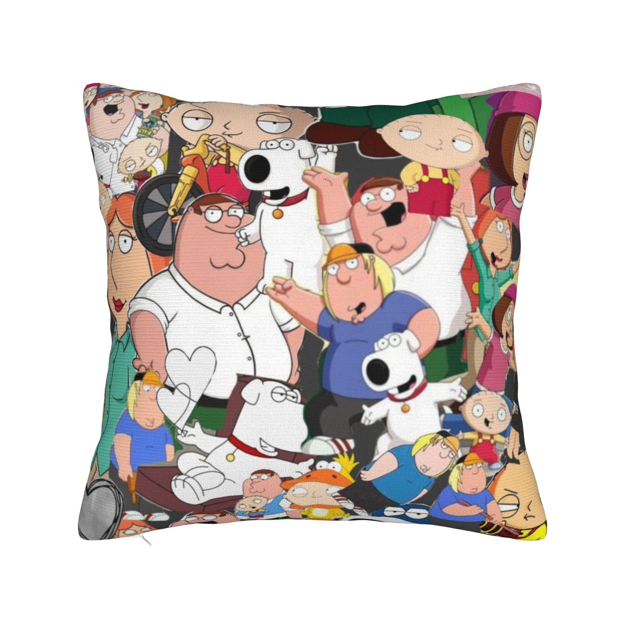 F-Family Funny Guy Pillow Cover Accessories Printing Cushion Cover Decor  Throw Pillow Case Cover Home Multi Size 12x12Inch