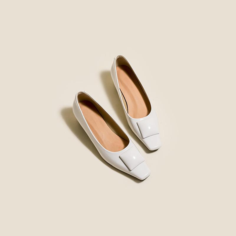 Yuanlitong cowhide high heels women's thick heels are not tired of feet European and American light luxury women's shoes Hong Kong counter high-end si