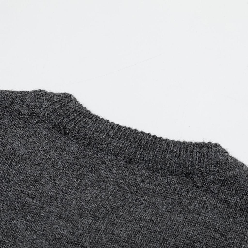 AMI Men's Autumn and Winter New Product Love Alpaca Wool Blended Soft and Sticky Knitted Cardigan Round Neck Cloud Sweater Pocket Coat