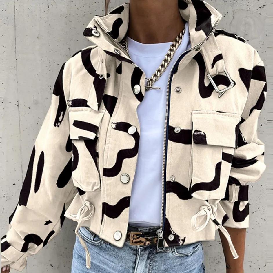 Women Jacket Clothing Streetwear Autumn Spring Elegant Slim Round Neck Solid Pocket Button Design Long Sleeve Workwear Coats