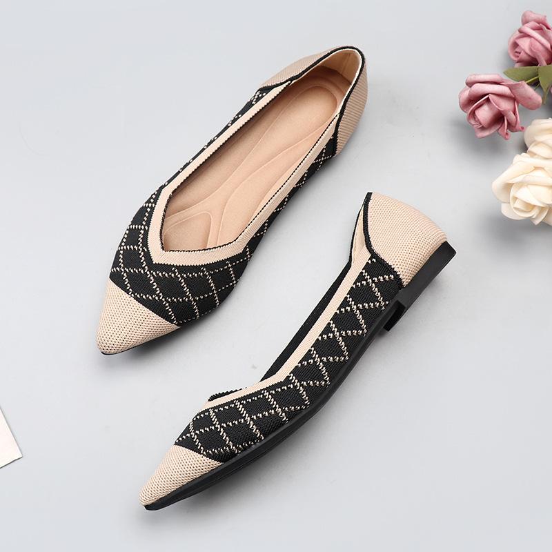 

Туфли-лодочки с острым носком, вязаные, на плоской подошве, женские туфли, туфли Дуду, весенне-осенние 34