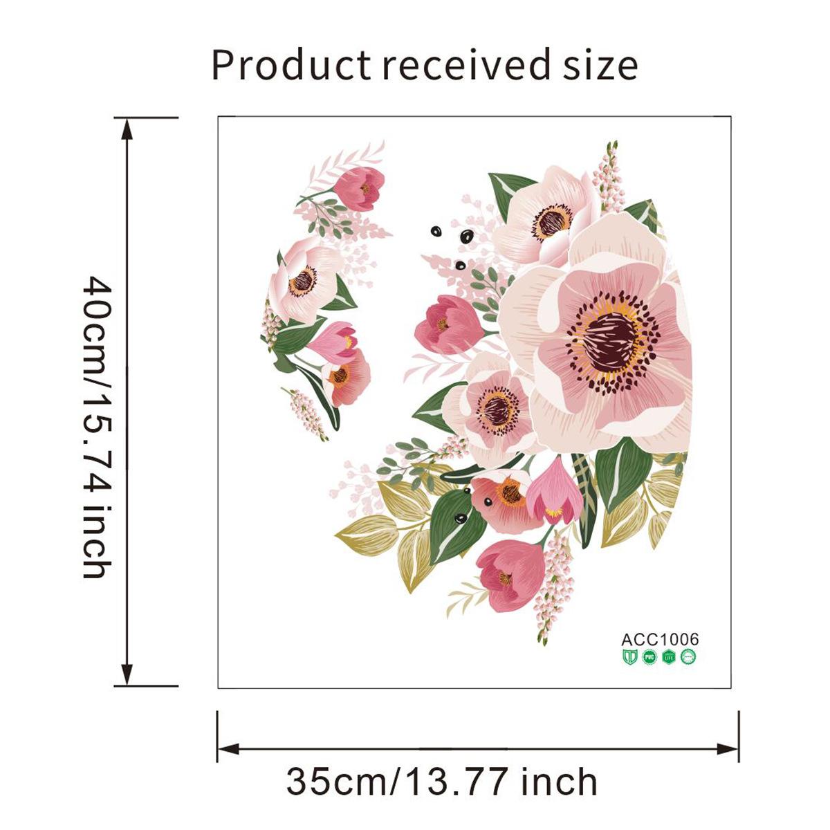

Pink Flower Waterproof Toilet Lid Sticker for Bathroom Toilet Home Decor 35x40cm