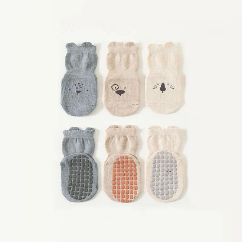 3/5 Pairs Baby Adorable Animals Pattern Non Slip Floor Socks, Breathable Casual Socks for Boys and Girls Kids Indoor Activities