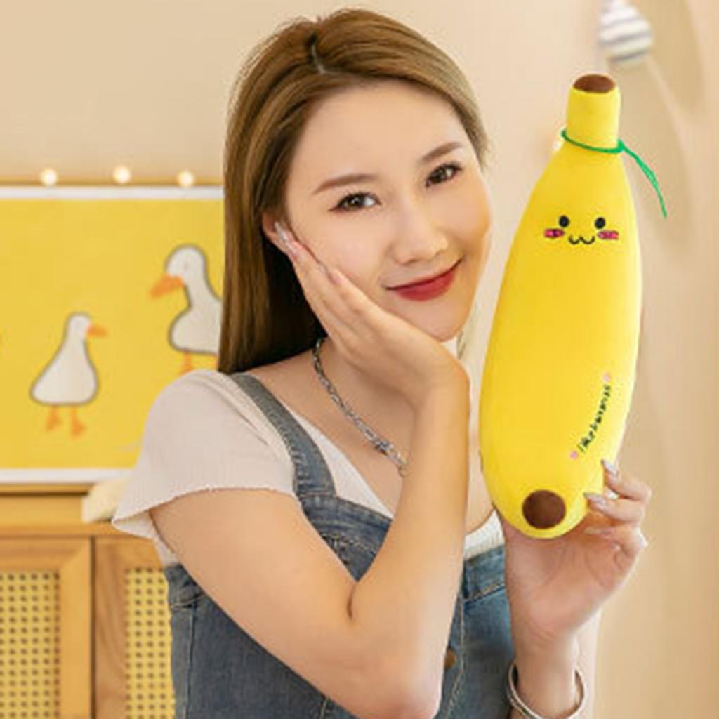 Pernă Moale de Pluș cu Fructe 80cm Pernă Mare Realistă de Banană cu Bumbac de Cristal Elastic Pluș Cadou Anul Nou Ziua Îndrăgostiților