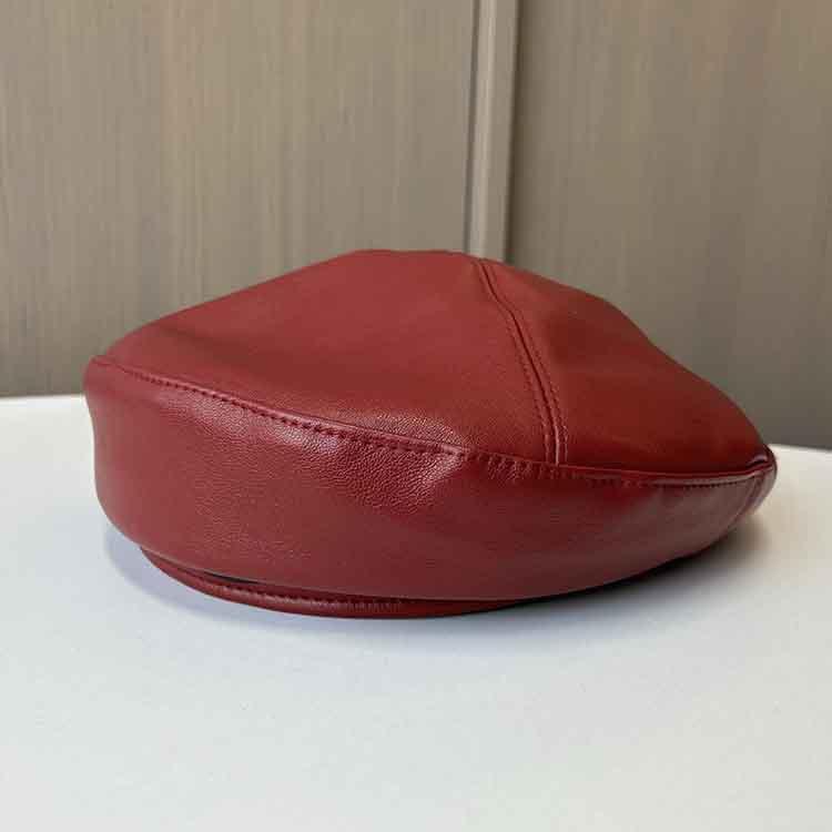 Maillard color beret female retro temperament pu octagonal hat fashionable newsboy hat literary painter hat