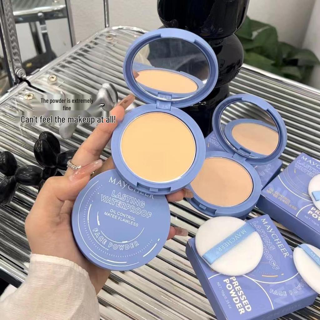 Poudre fixatrice mate MAYCHEER: Contrôle de l'huile, Résistant à la transpiration, Imperméable, Éclaircissant longue durée pour la correction du teint.