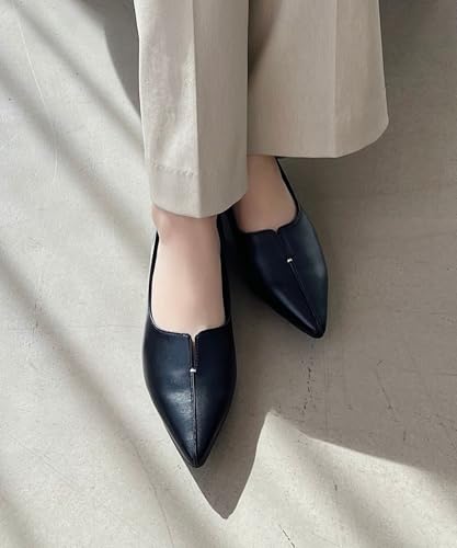 Flare heel pointed toe pumps/45301