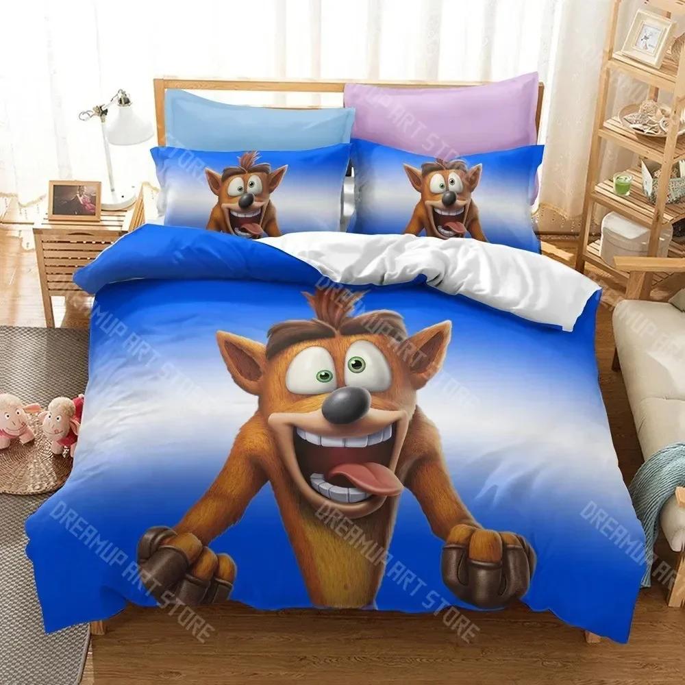 3D Print Classic Game Crash Bandicoot Cartoon Duvet Cover Set 3D Print Comforter Bedclothes for Boy Girl Bedding Sets Bedroom