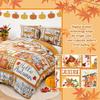 Thanksgiving Patchwork Duvet Cover Set King SizeFall Farm Duvet Cover Turkey Pumpkin Sunflower CoverAutumn Harvest Themed