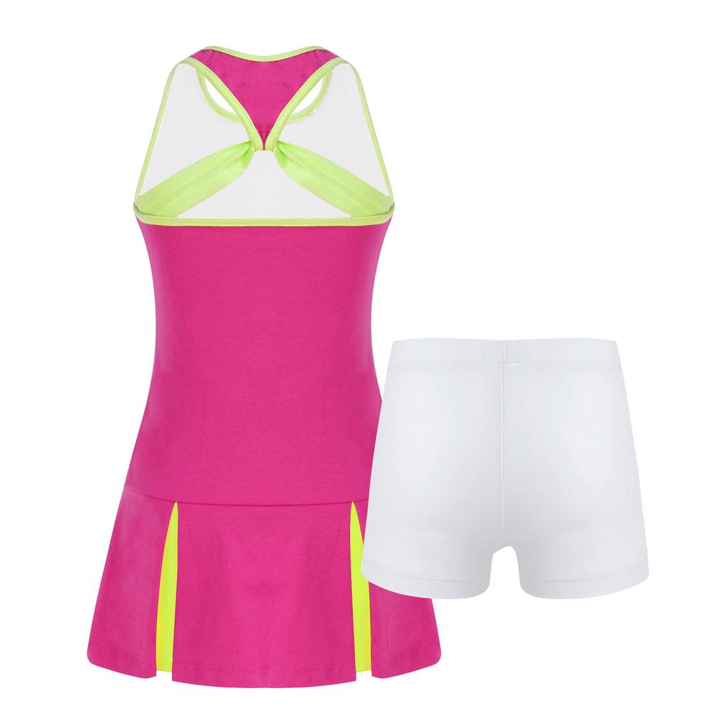 Kids Girls Golf Tennis Dress Outfits Sport Dress and Shorts for Running Gym Exercise Tennis Badminton