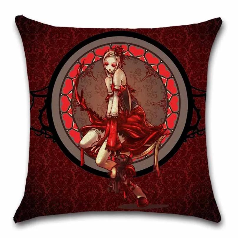 Home Sofa Seat Car Friend Office Gift Pillow Cover Skull Mexican Day of The Dead Goth Girl Linen Cushion pillow cases 45x45cm 1980₽