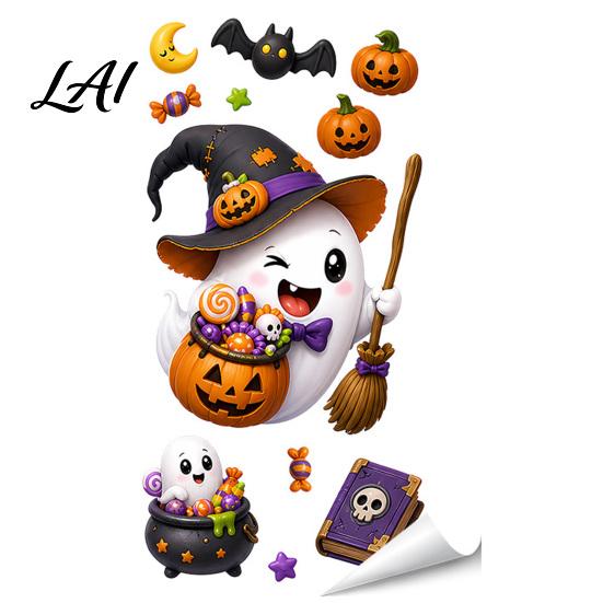 Reusable Decorative Window Sheets Halloween Static Clings Spooky Ghost Floral Skull Stickers Cling Decals for Glass No-Adhesive Party Indoor Outdoor