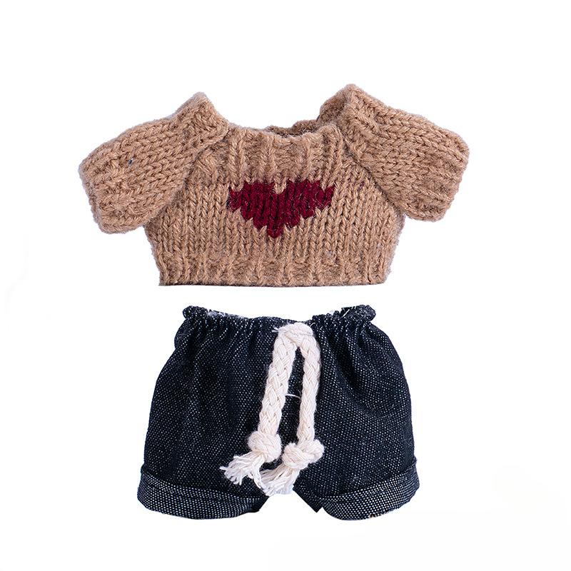 Sweater Jeans for 15-17Cm Labubu Plush Stuffed Doll Outfits DIY Mini Dolls Clothing Accessories