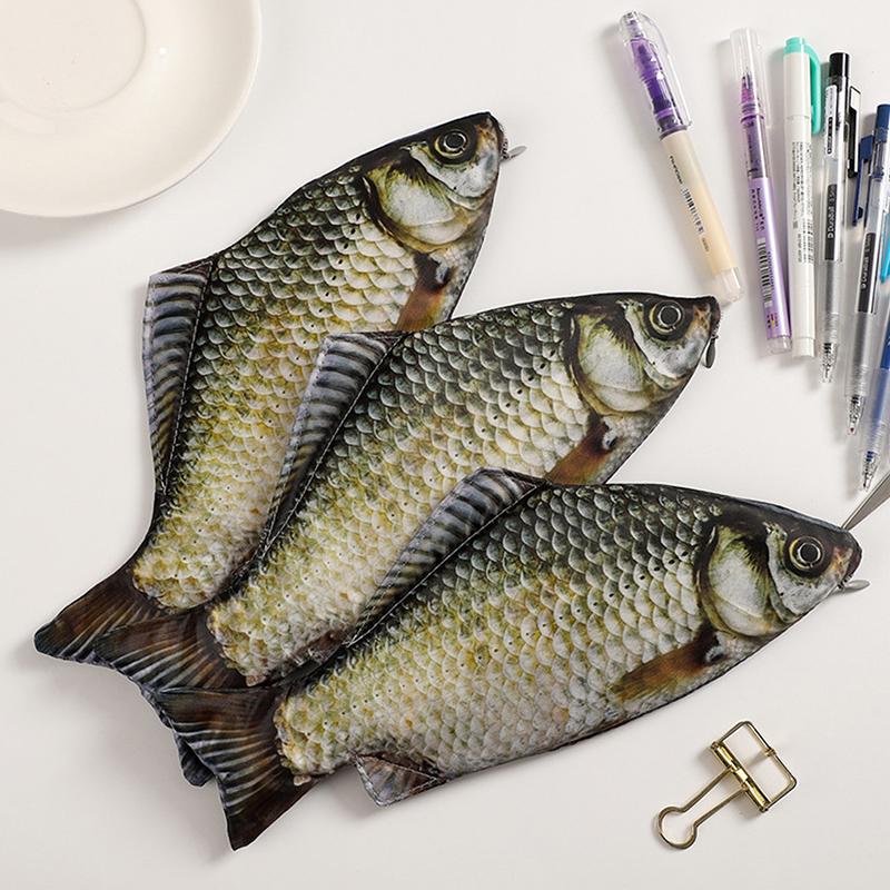 Creative Funny Fiskeformet Pennepose Penner Crucian Carp Blyanthus Morsom Student Skrivesaker Rekvisita Oppbevaringspenner Arrangør