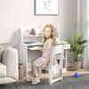 Kids Desk with Ergonomic Chair with Sliding Keyboard Tray Drawer Niches and Open Shelves 90 x 45 x 90 cm White