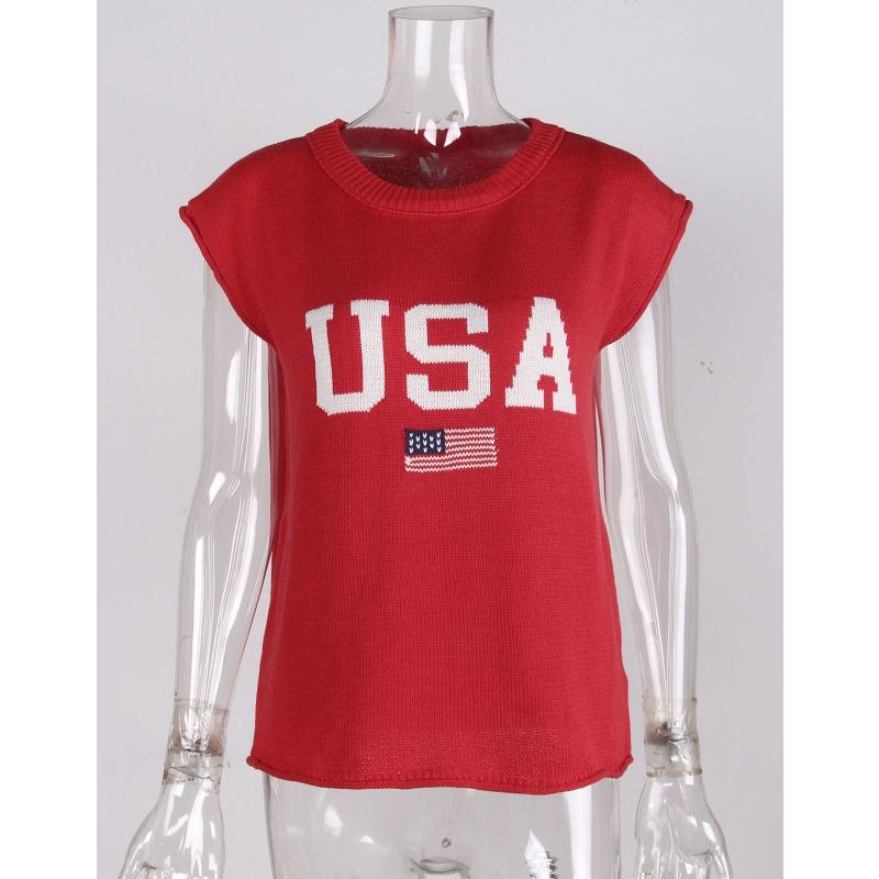 Women's Autumn and Winter Round Neck Sleeveless Jacquard Embroidered Top Sweater