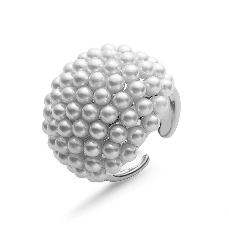 

HECHENG,Large faux pearl ring, Star Heart Round Shape Ring for Women Elegant temperament fashion finger ring