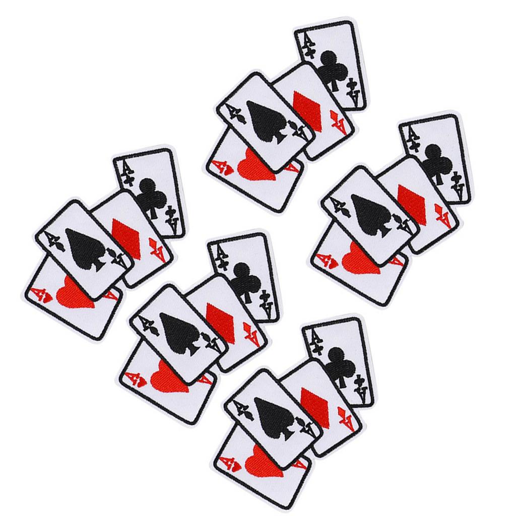 5pcs Poker Ace Clothes Patch Iron On Playing Card Applique DIY T Shirt Fabric Sticker