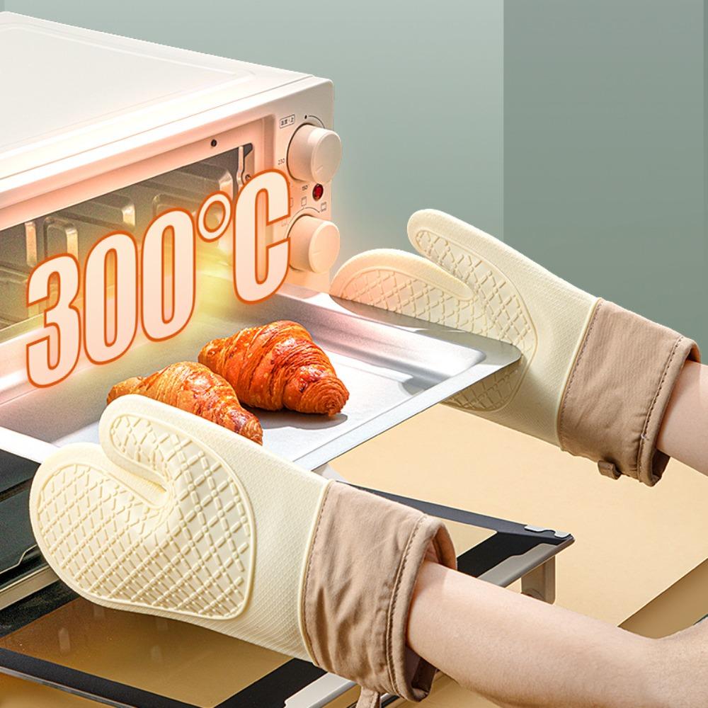 1 Pair Anti-scald Oven Mitts Heat Resistant Heat Insulation Mitts Household BBQ Gloves  Hot Dish