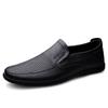 Men's Leather Casual Shoes Breathable Hollow Slip on Lazy Driving Shoes Office Fashion Shoes