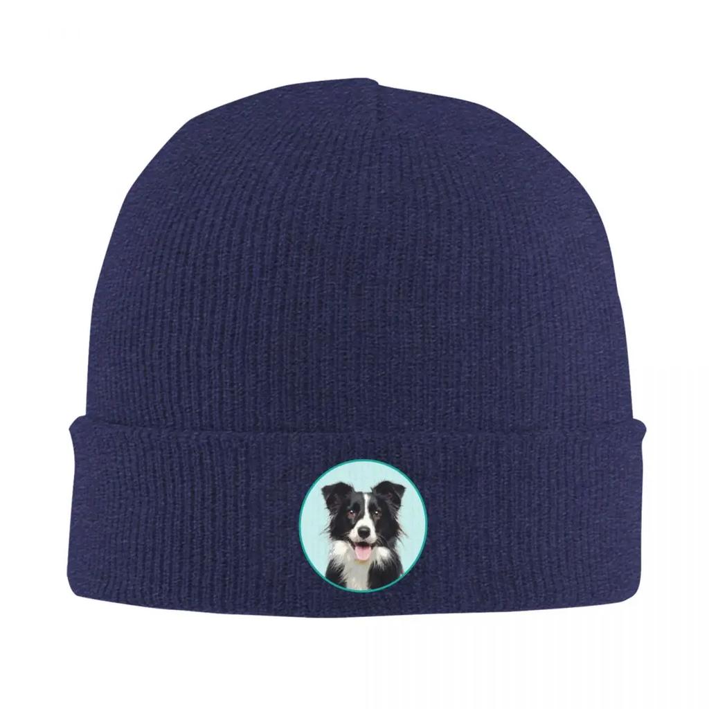 Cute Border Collie Dog Warm Knitted Cap Winter Knit Bonnet Hat Skullies Beanies Hip Hop Caps for Unisex