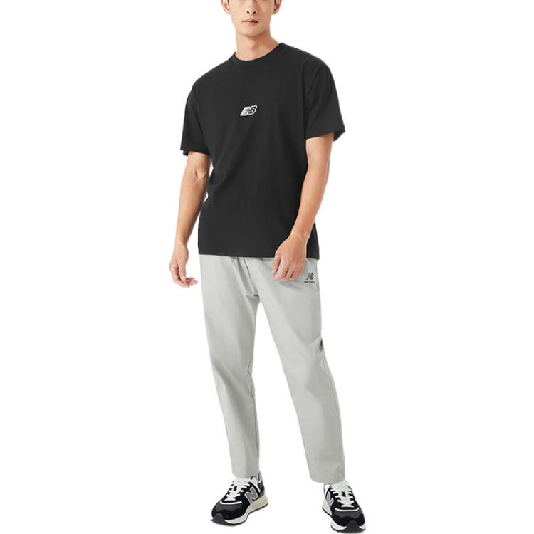 New Balance T Shirts Men's Black Crew Neck Moderate Straight Fit AMT23514-BK