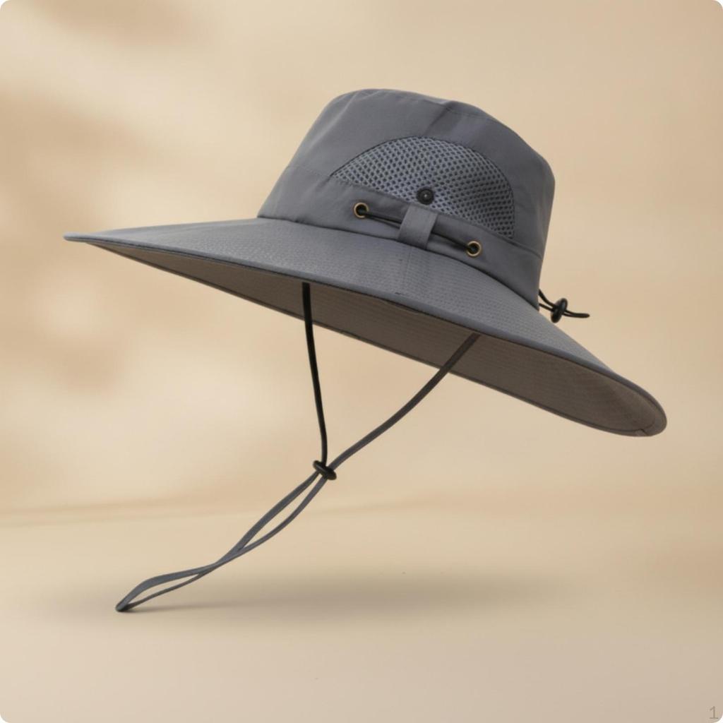 Sun Hat with Chin Cord Breathable Mesh Vents Adjustable for Anglers, Tourists,